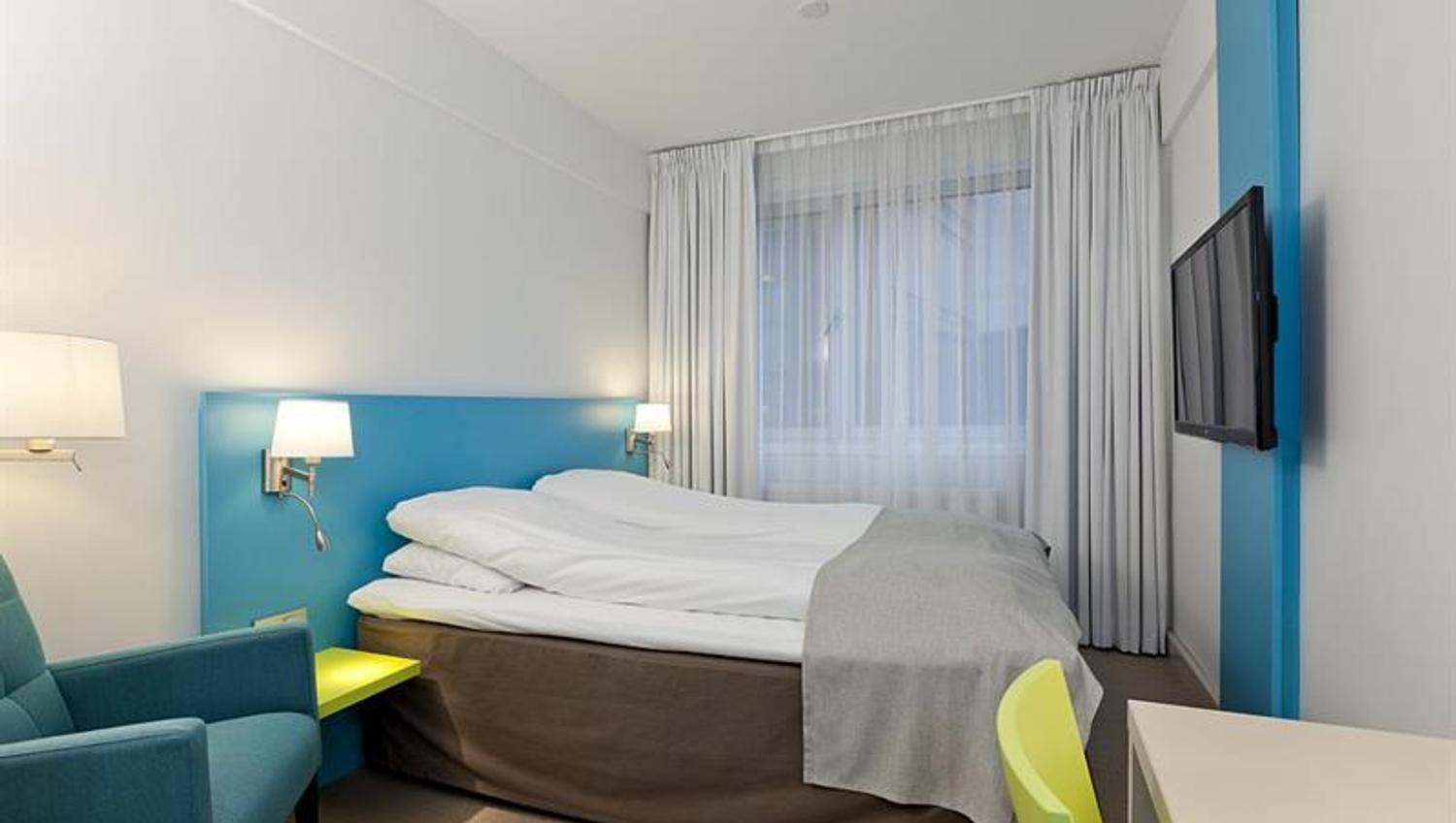 double room with colorful details