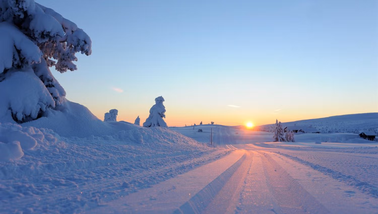 Skitrails in sunset