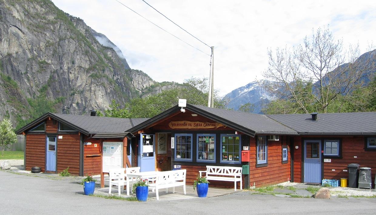 The reception and service building at the campground.
