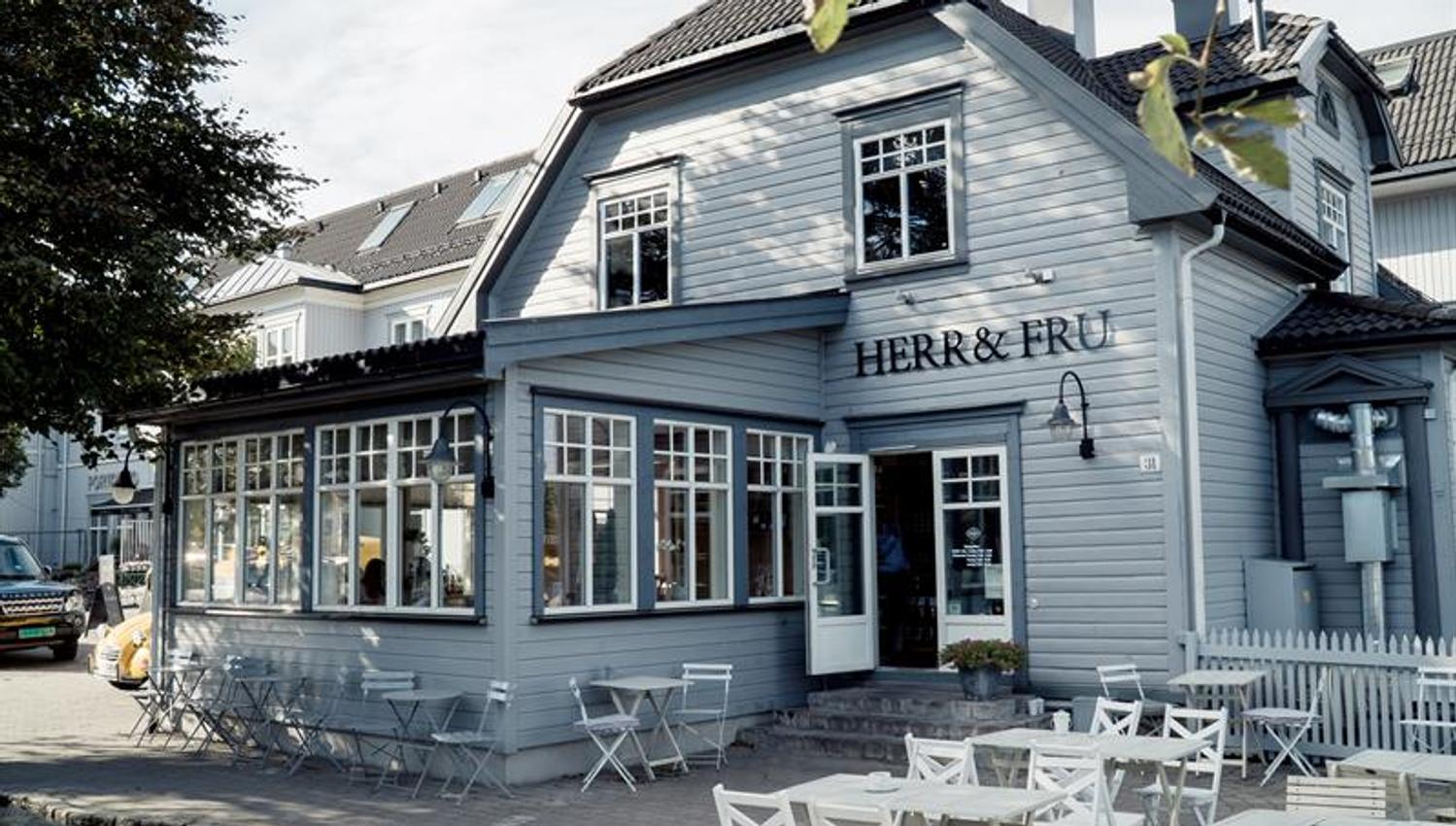 Daytime facade: gray restaurant