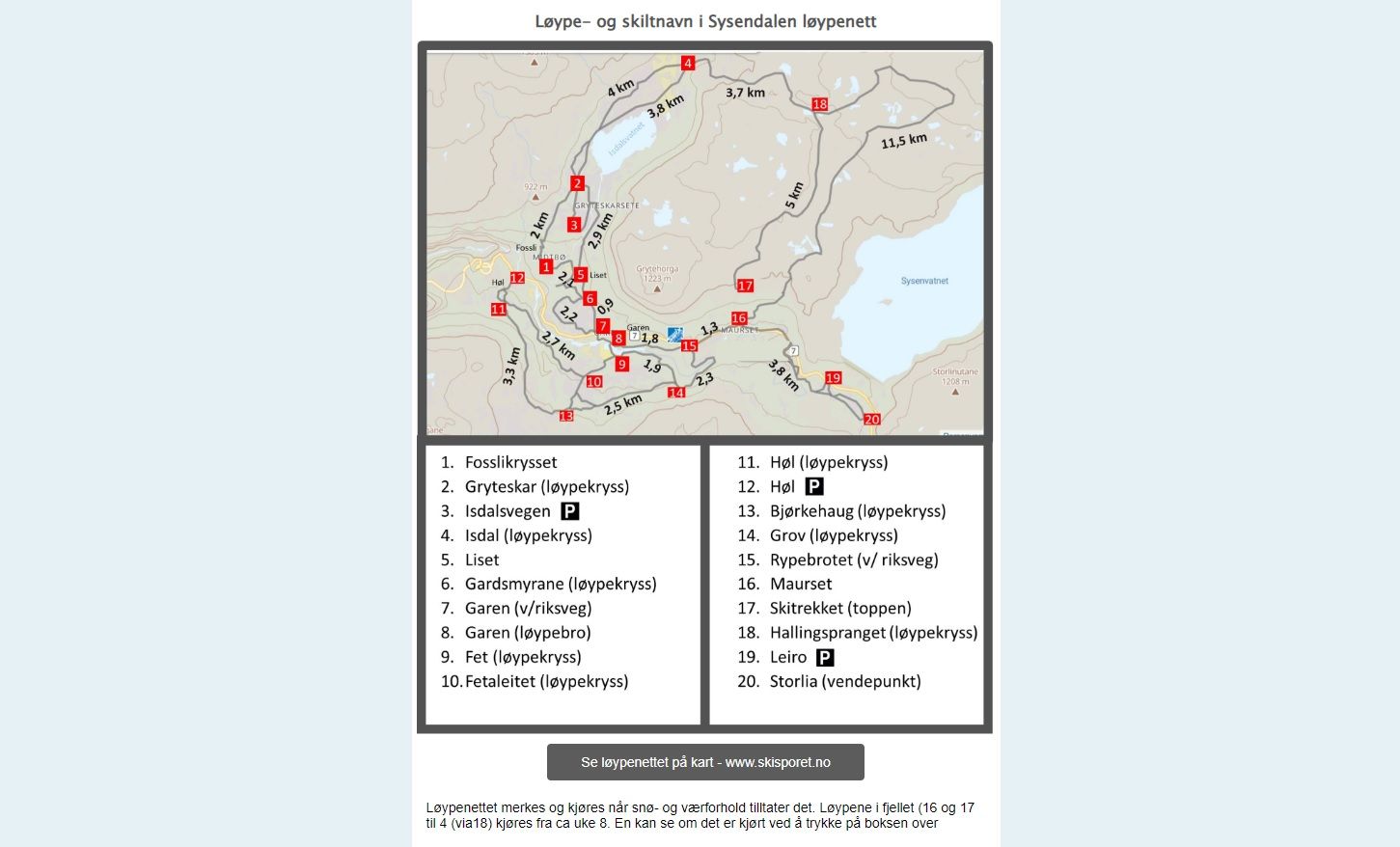 A map of hiking trails and ski slopes.