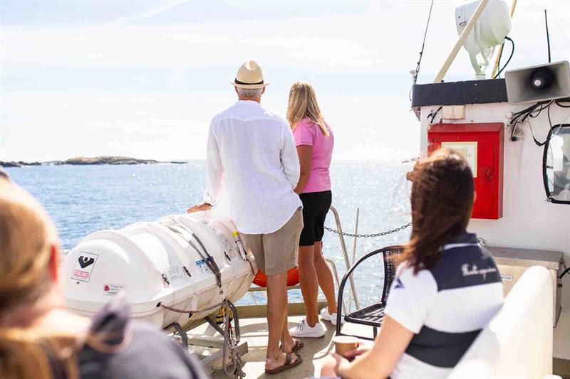 A couple on board a ferry