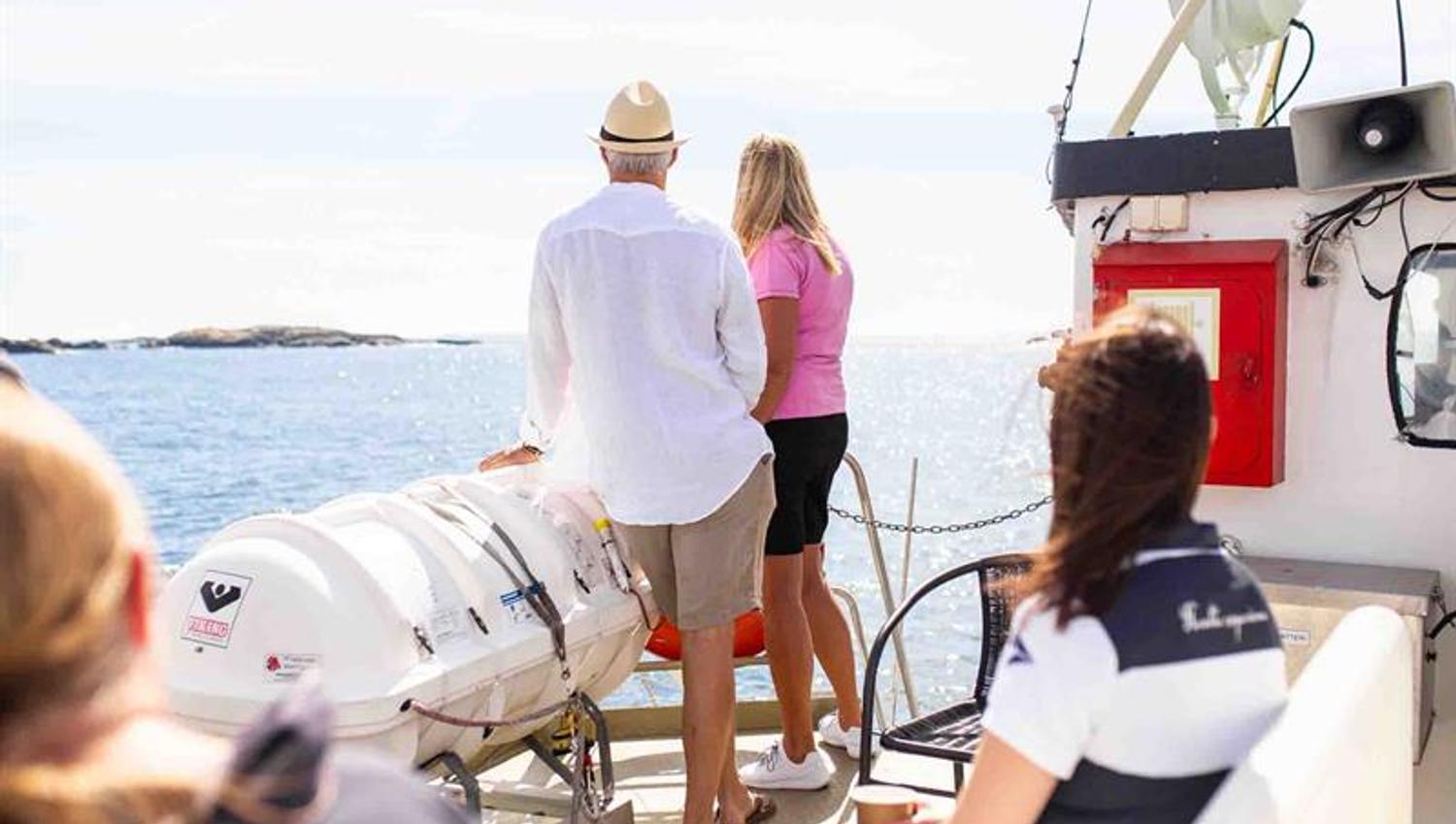 A couple on board a ferry