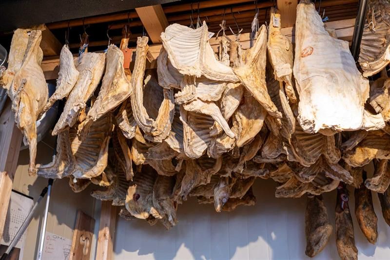 Dried meat hanging from the ceiling