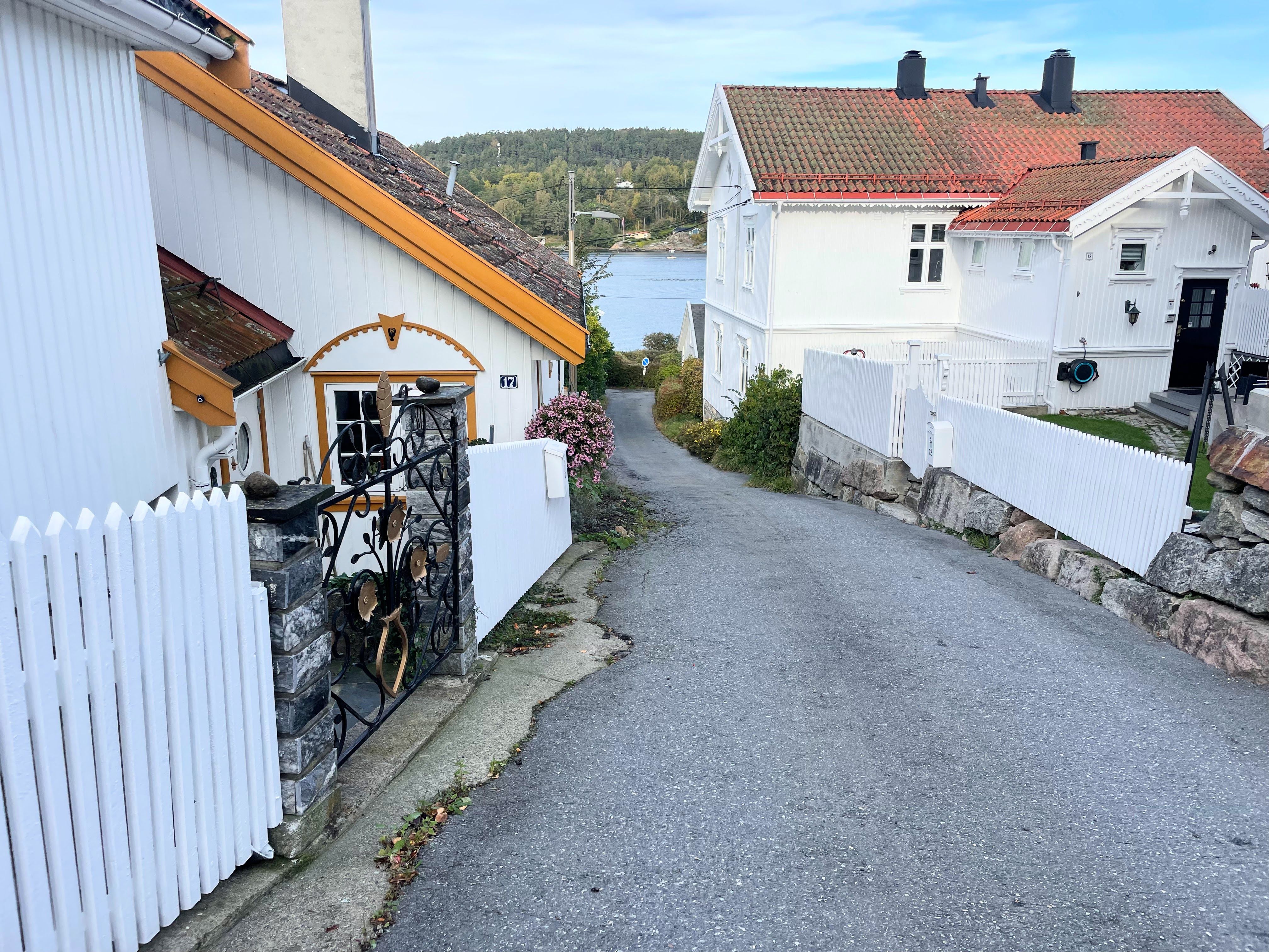 White houses by the road