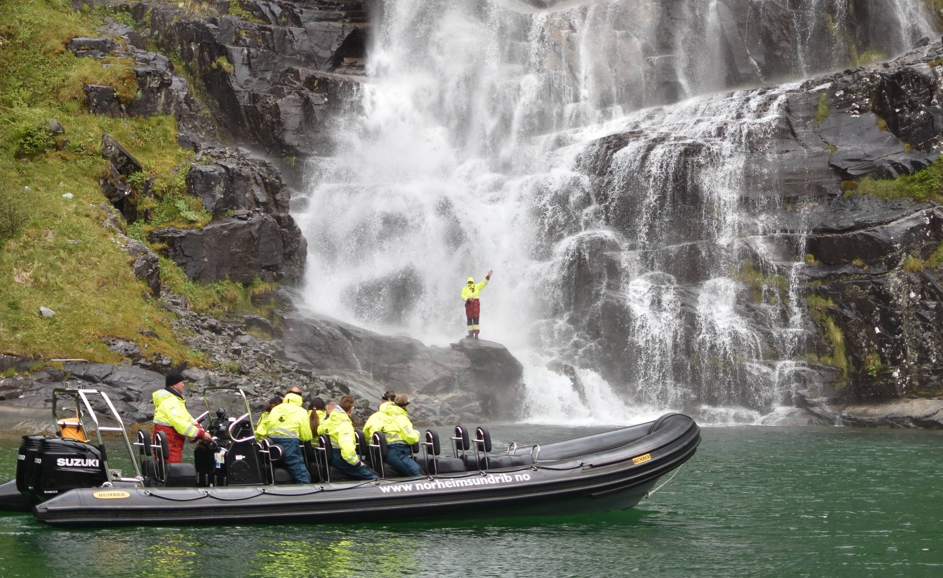 Waterfall fjord cruise in Rib boat on the Hardangerfjord