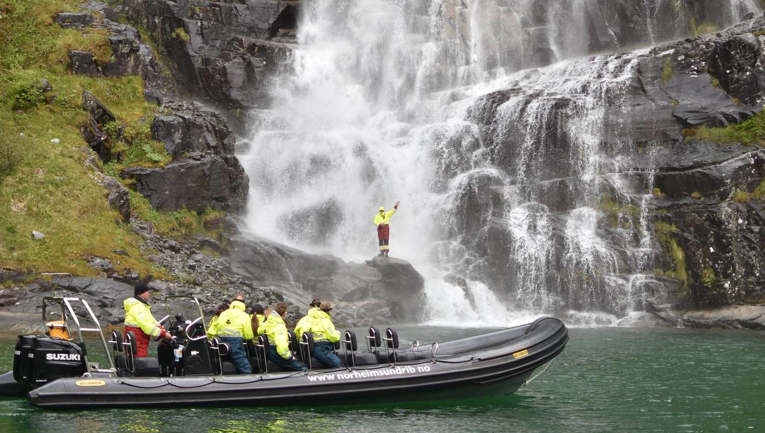 Waterfall fjord cruise in Rib boat on the Hardangerfjord