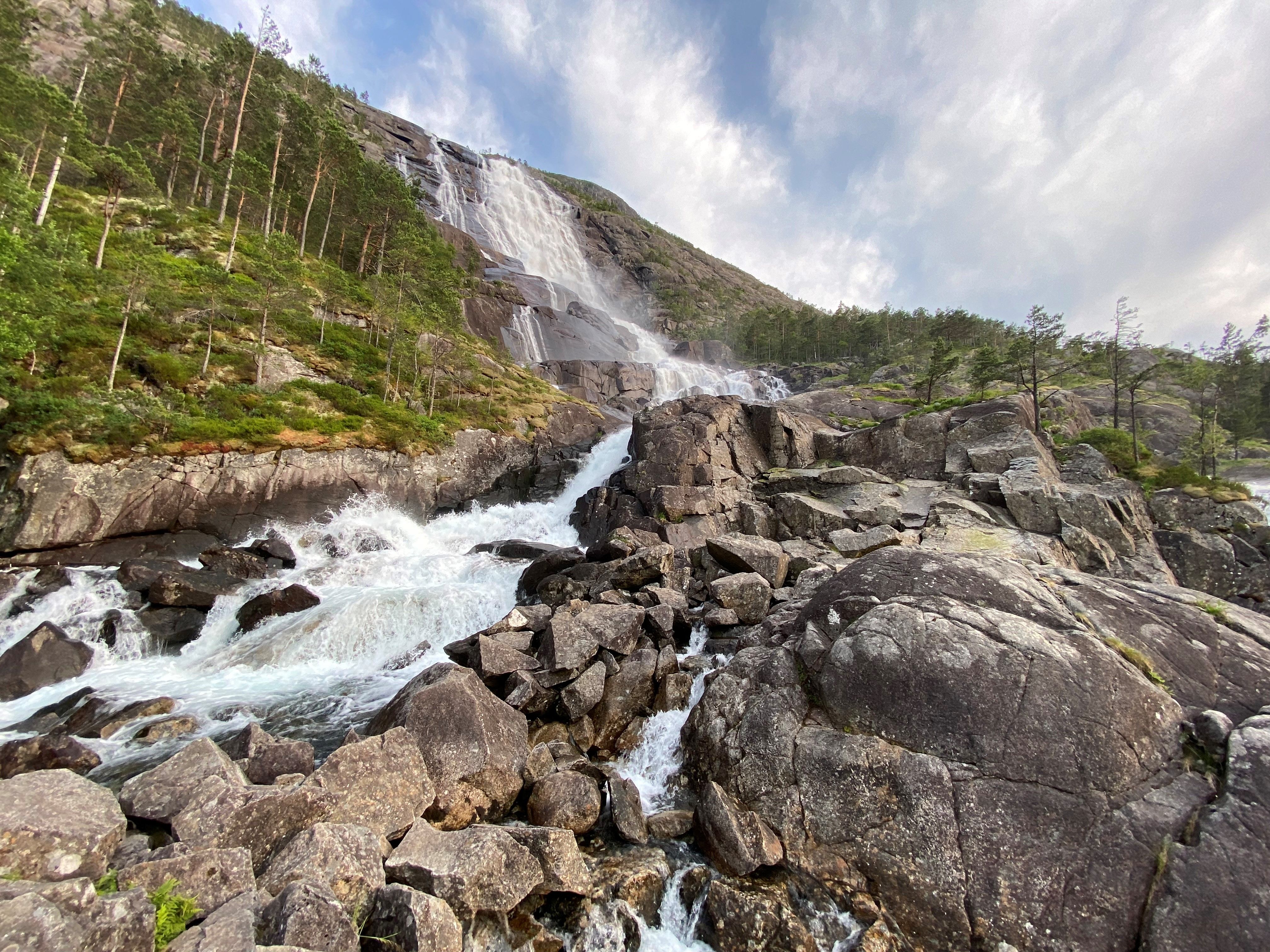View from the main road looking at Langfoss