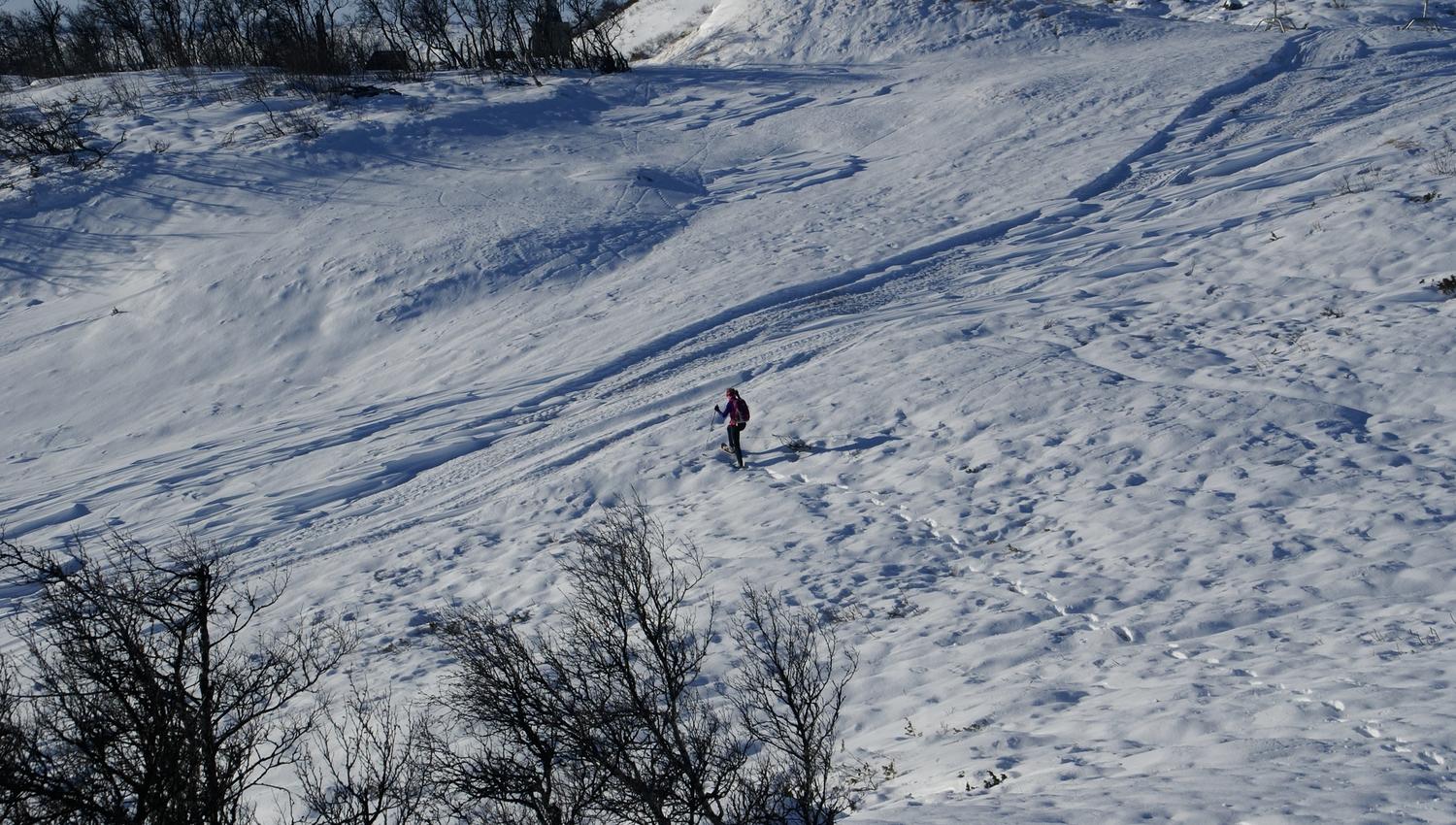 Steep hills and deep valleys, everything is possible with snowshoes.