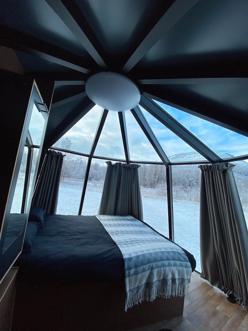 Inside of a glass iglo at North Experience