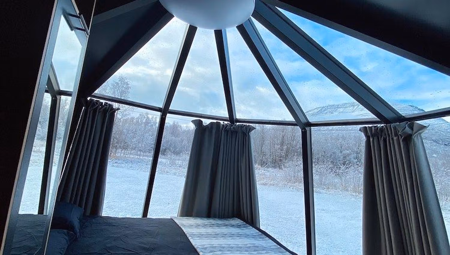 Inside of a glass iglo at North Experience