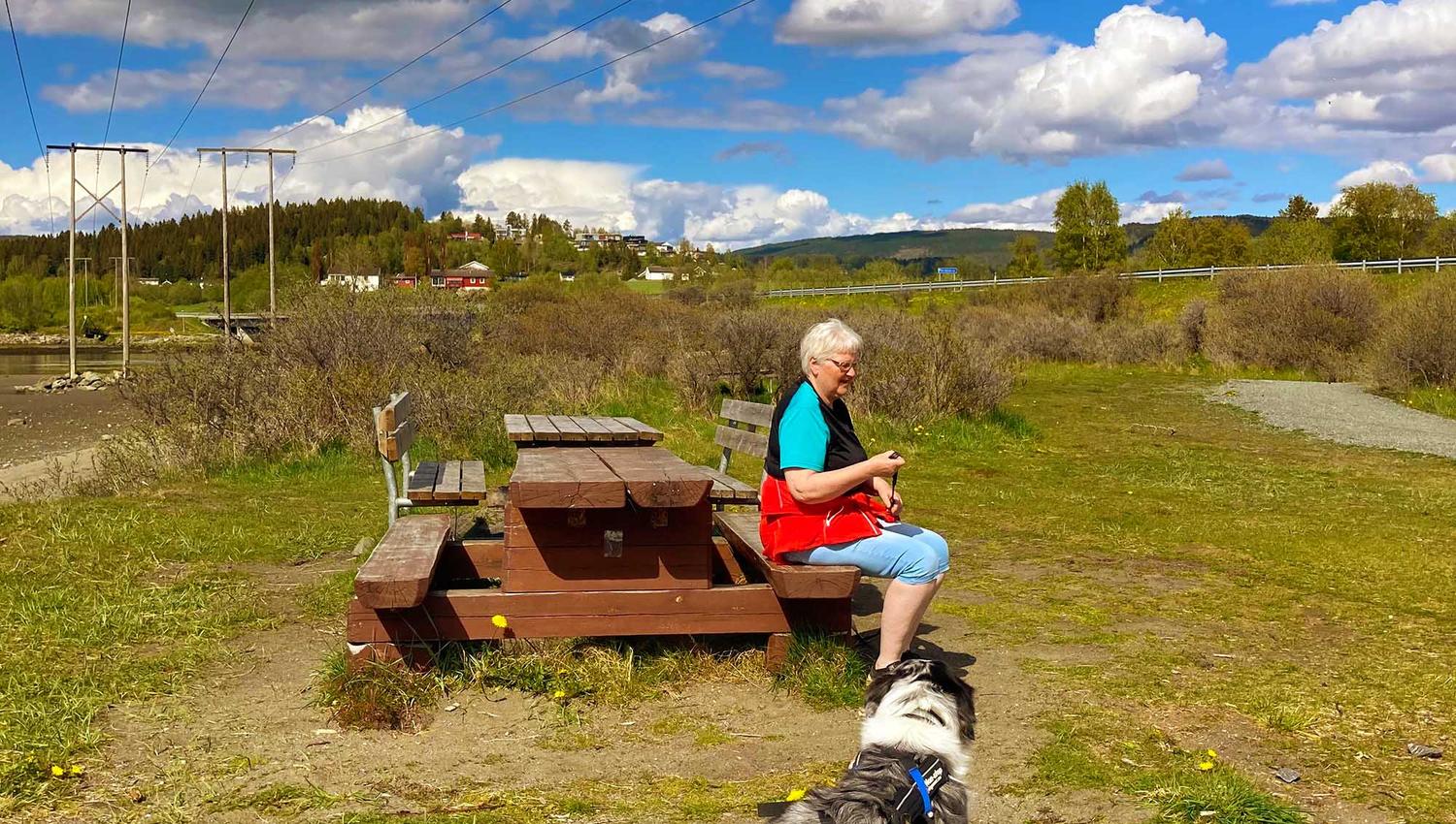 Vandresti langs elva like ved Krigskirkegården med rasteplasser