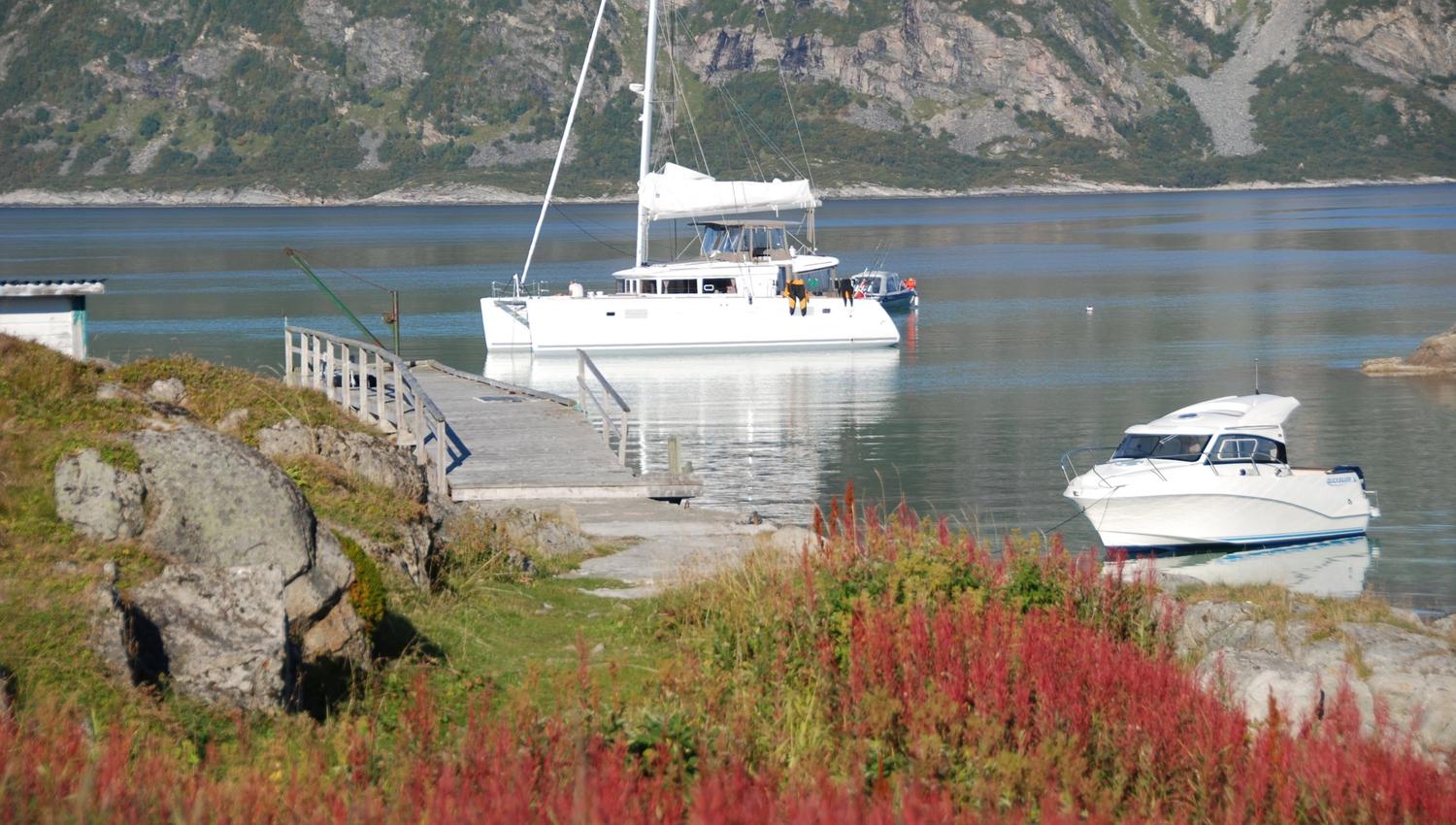 Sailboat close to land