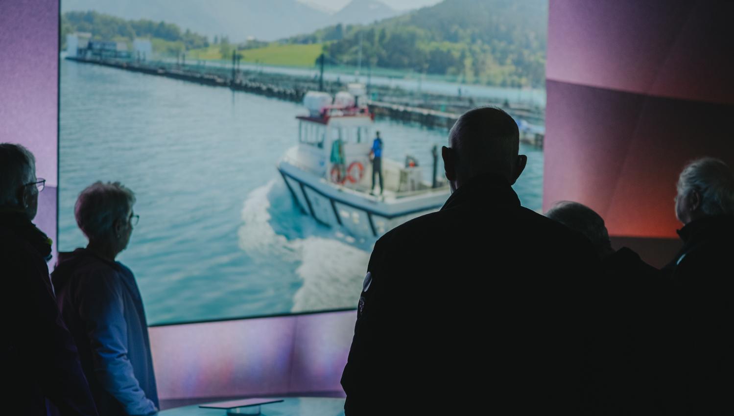 People on a aquaculture tour at Salmon Eye