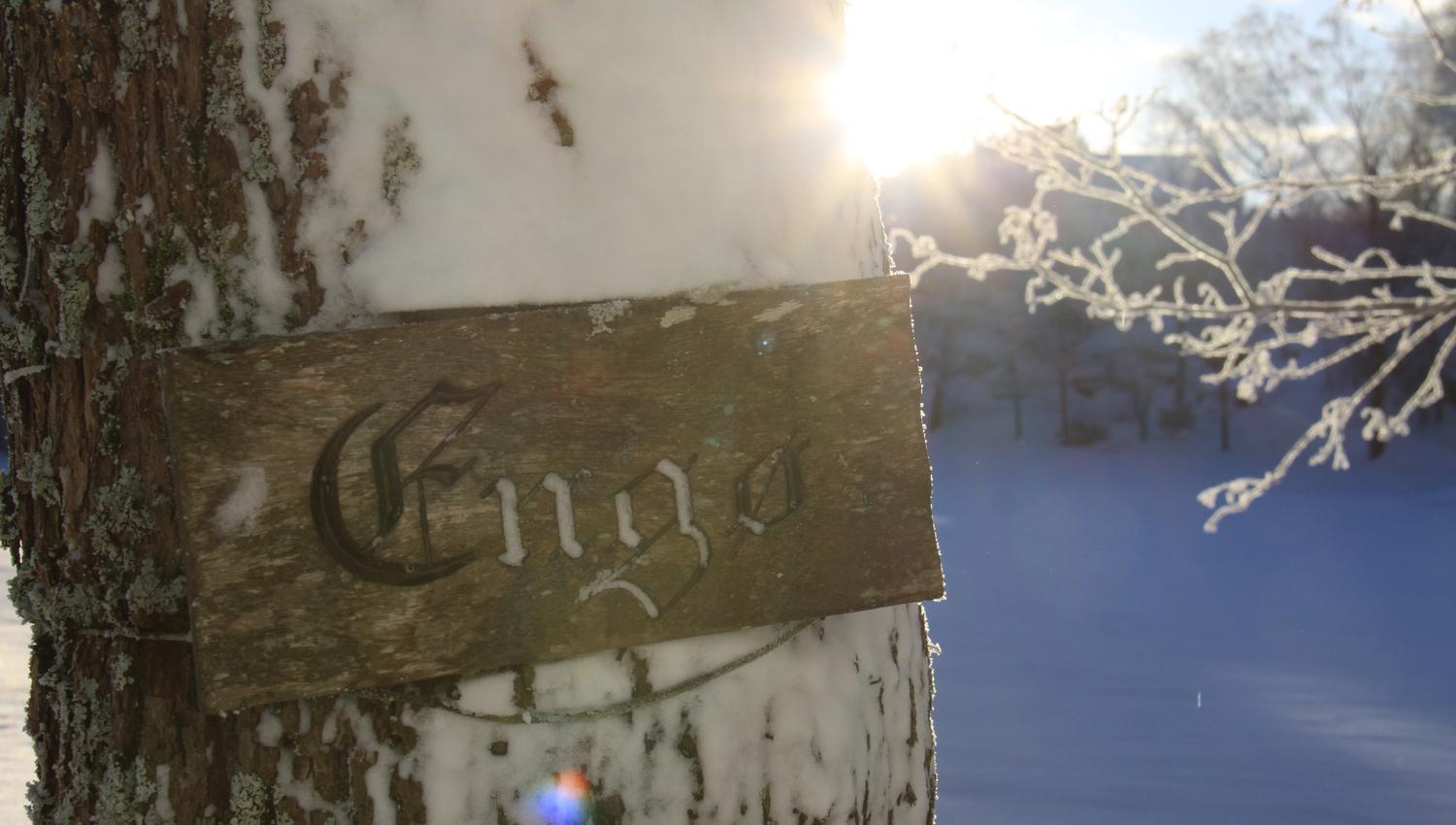 Engø sign in winter