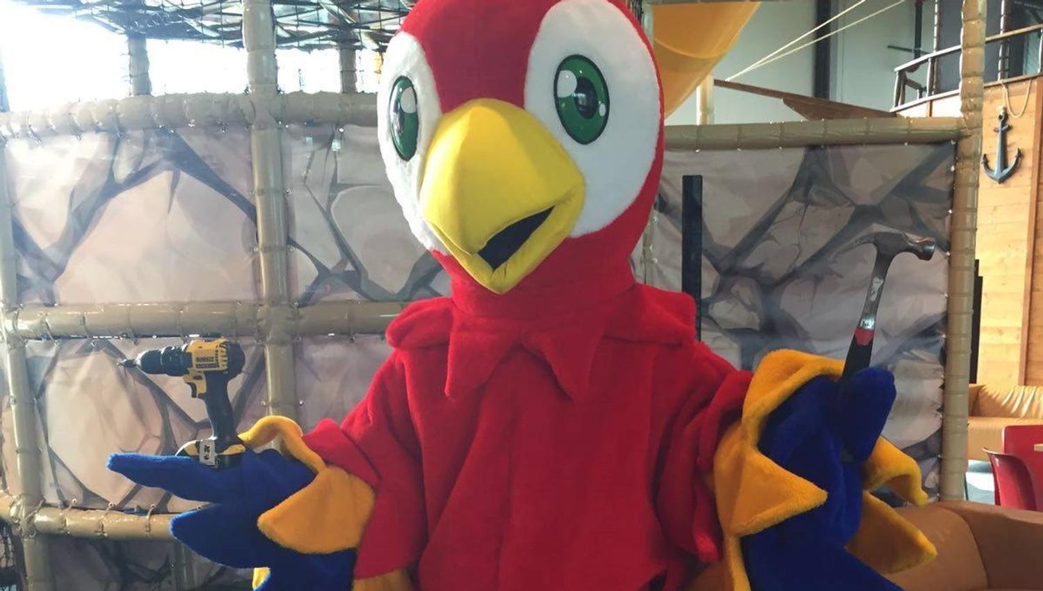 Amigos Playland's mascot. Red bird.