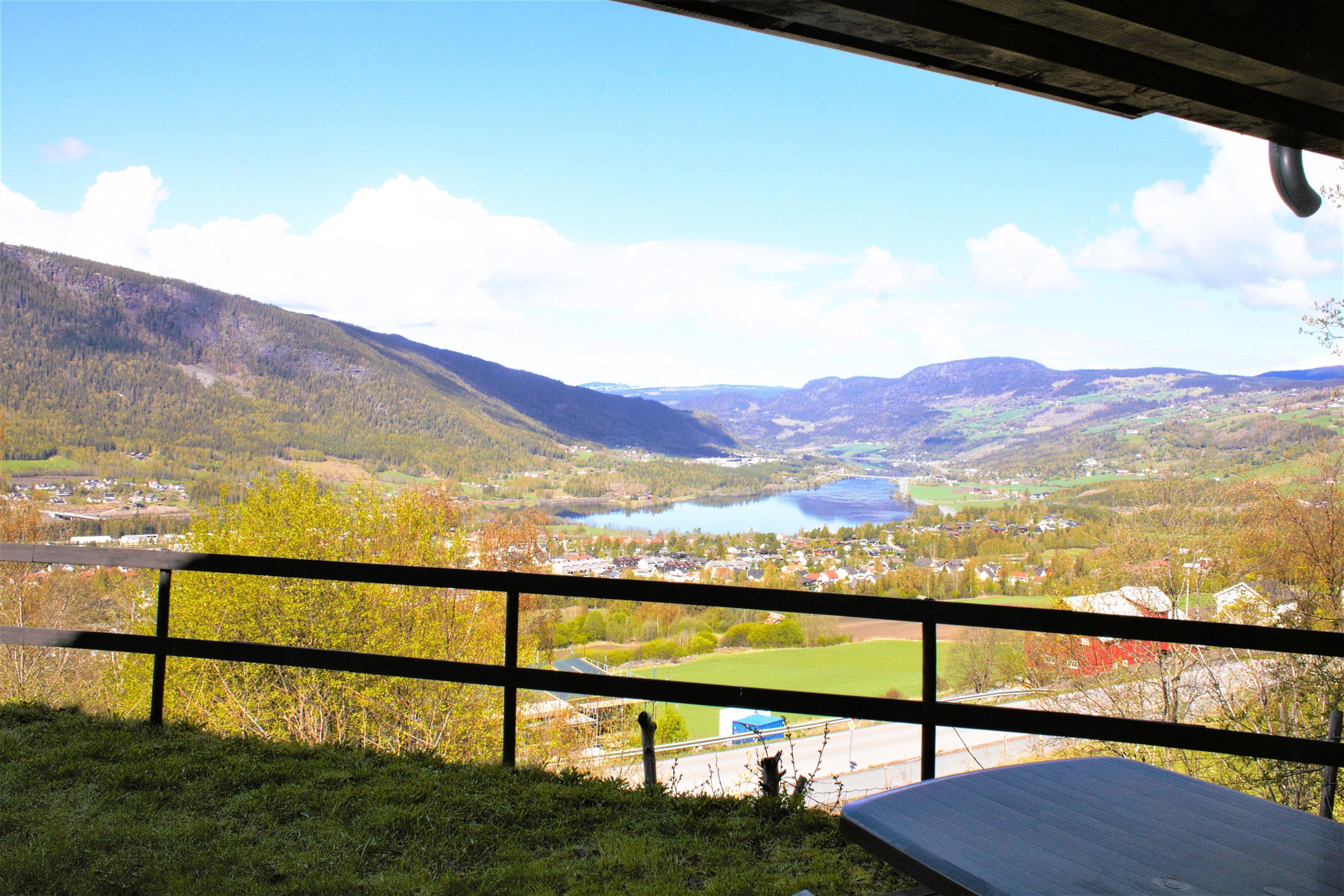 View of a valley from a terrace.