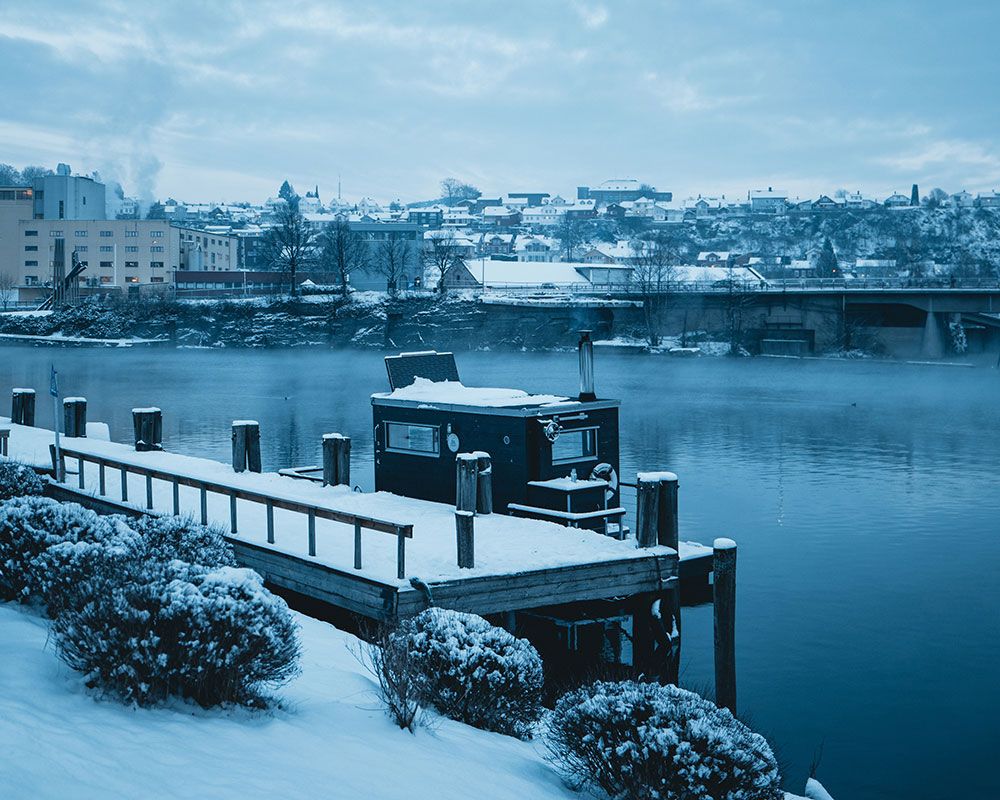 sauna boat "Leo" in Skien in the winter 