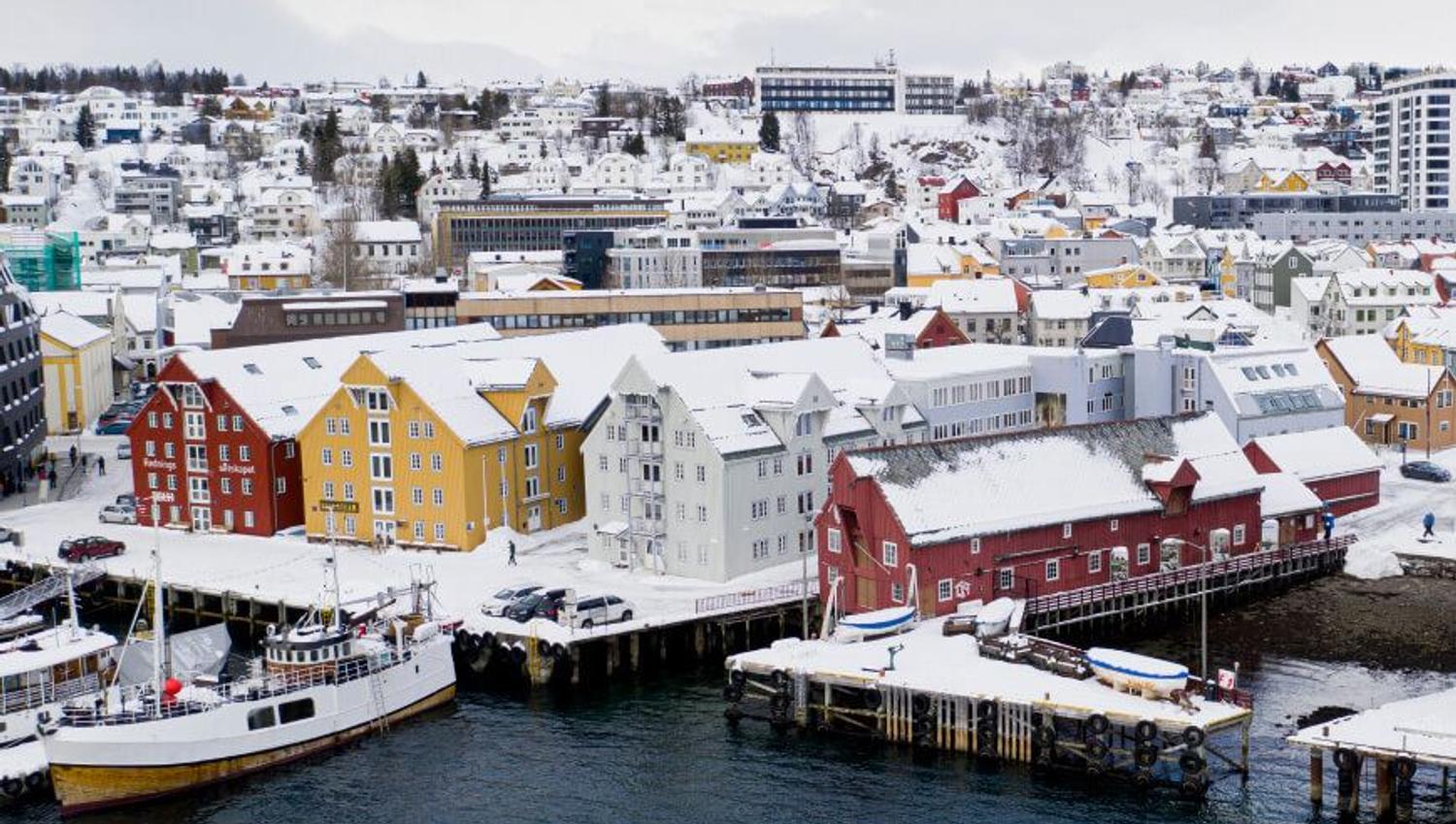 The quay in Tromso with the The Polar Museum