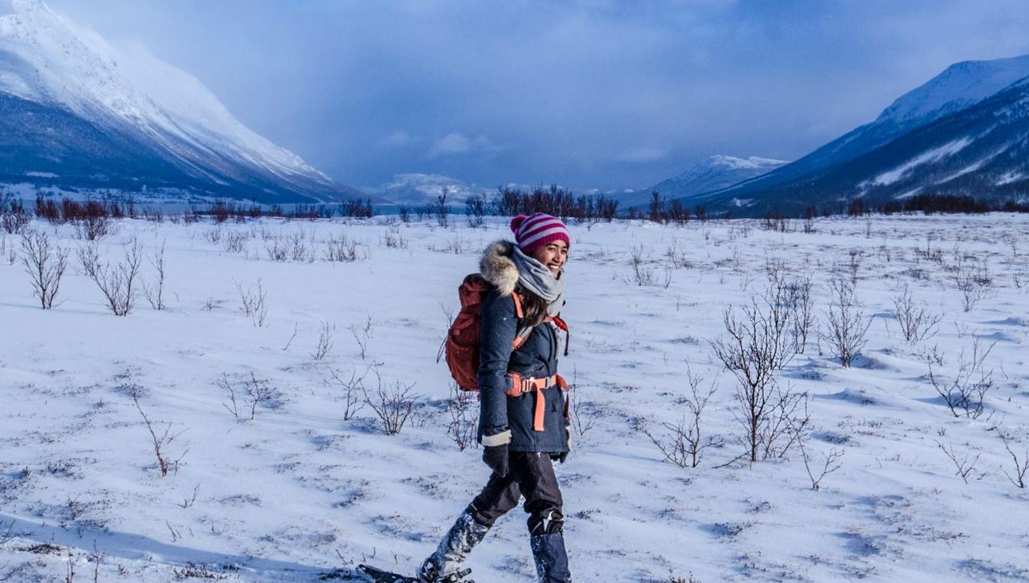 A person with snowshoes