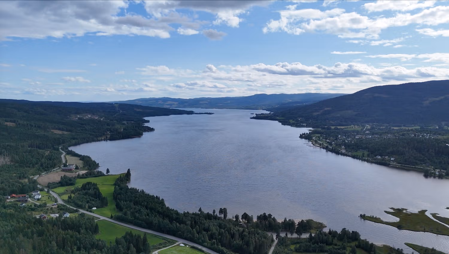 stor sjø med skog rundt