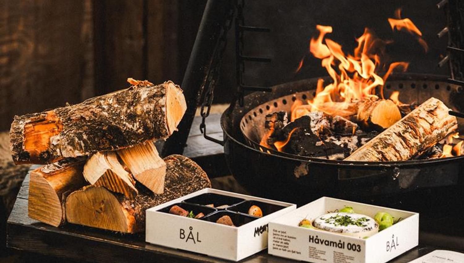 Bonfire with food boxes