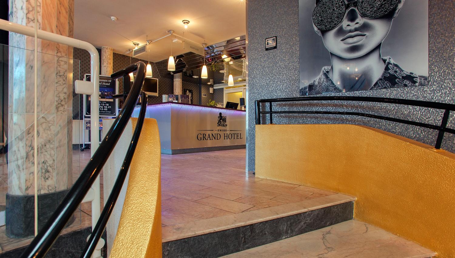 Stairs, with a picture on the wall