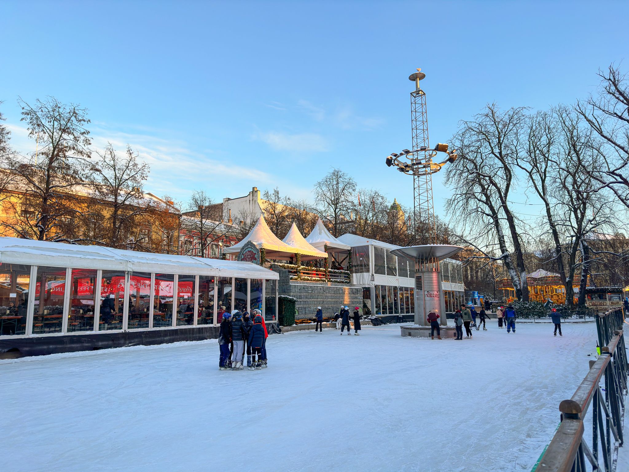 Ice skating rink and Christmas market.