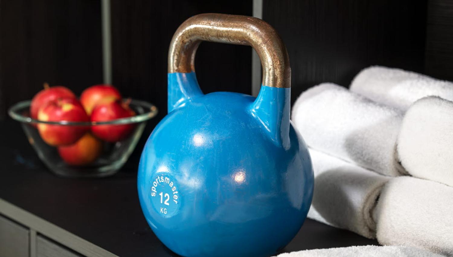 Detail photo of kettlebell.
