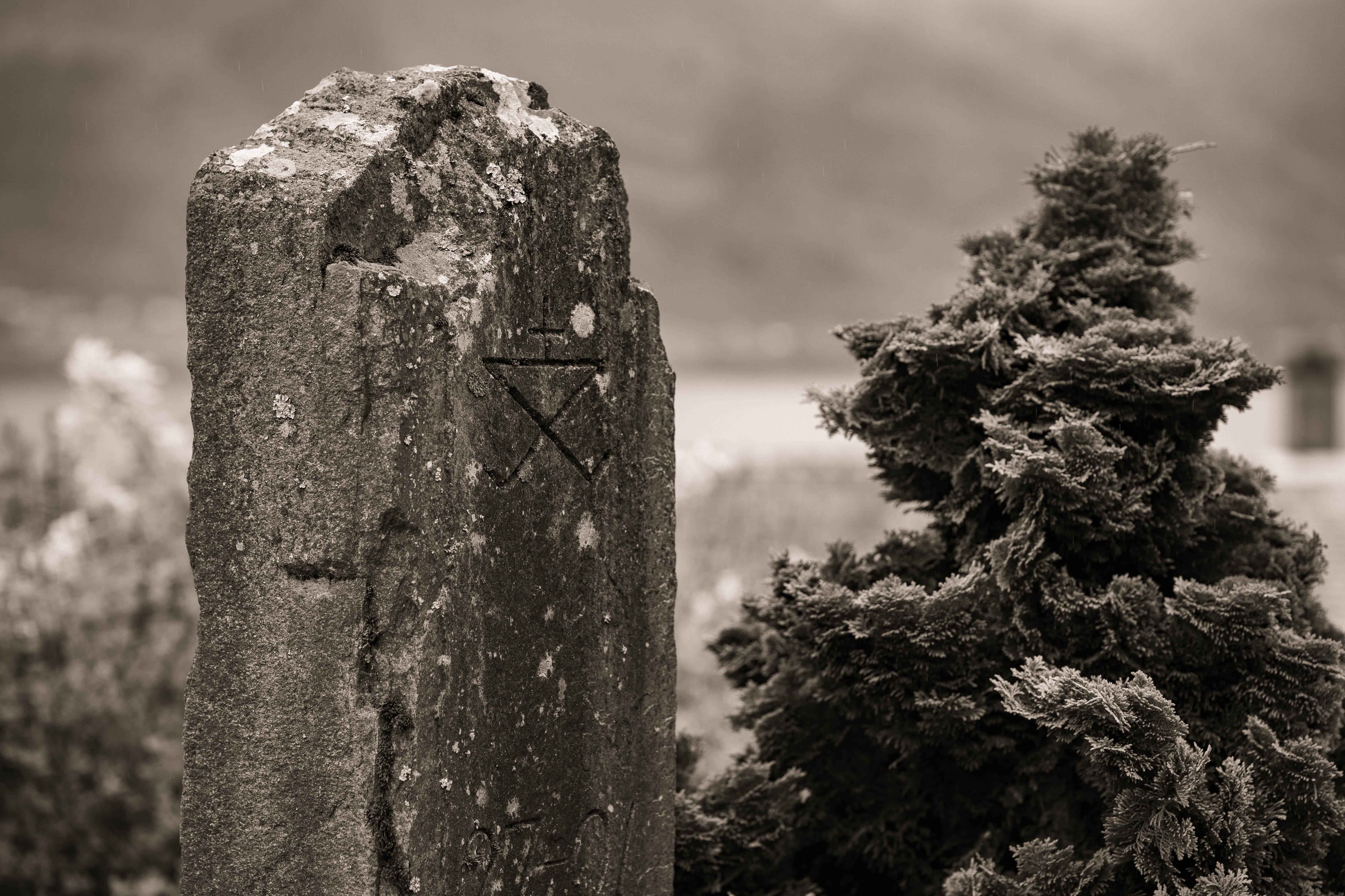 Alde logo engraved in an old stone by the orchards in Hardanger.