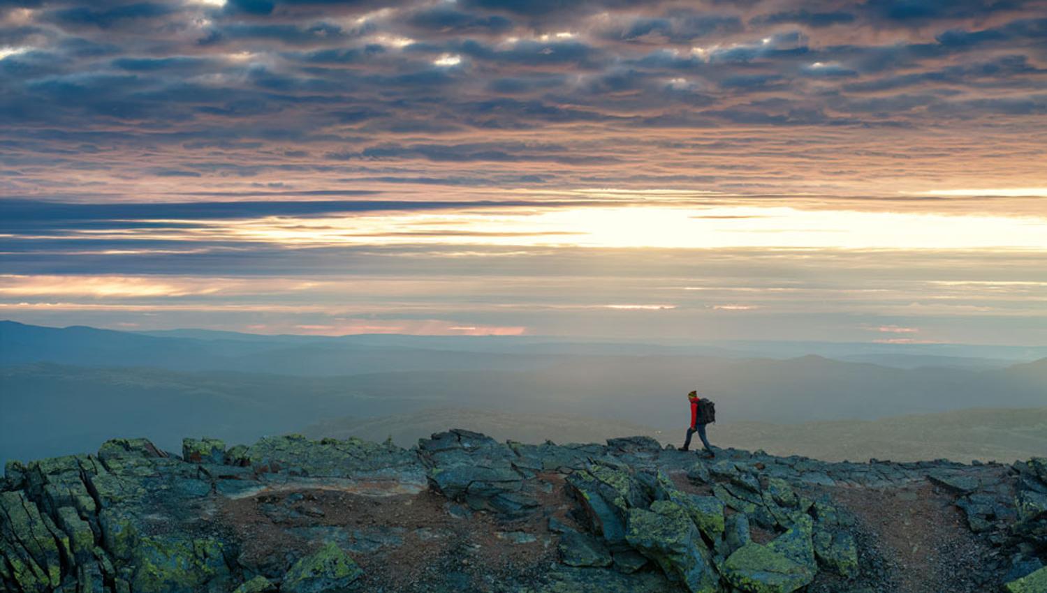 hiking on top of Gaustatoppen