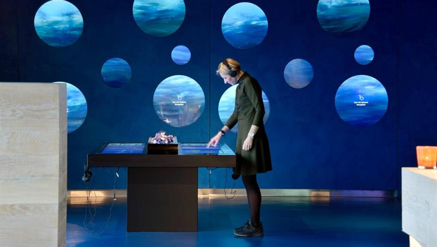learning centre with information material on salmon