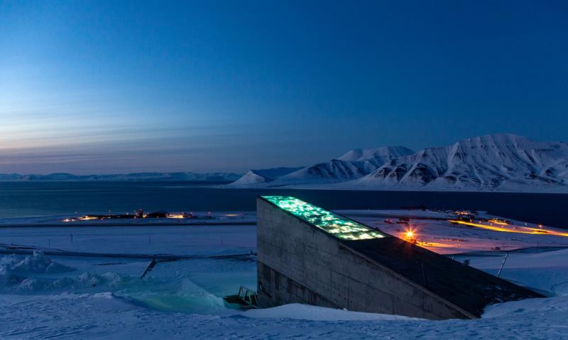 Svalbard Global Seed Vault overlooking Adventfjorden