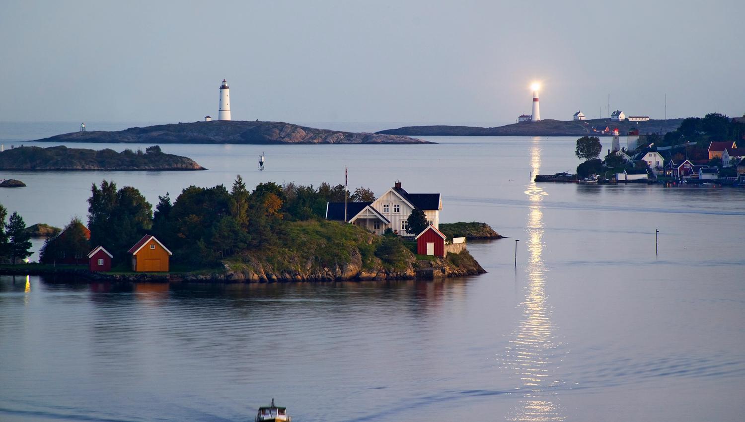 Galtesund in Arendal With the two lighthouses Store Torungen and lille Torungen in the background