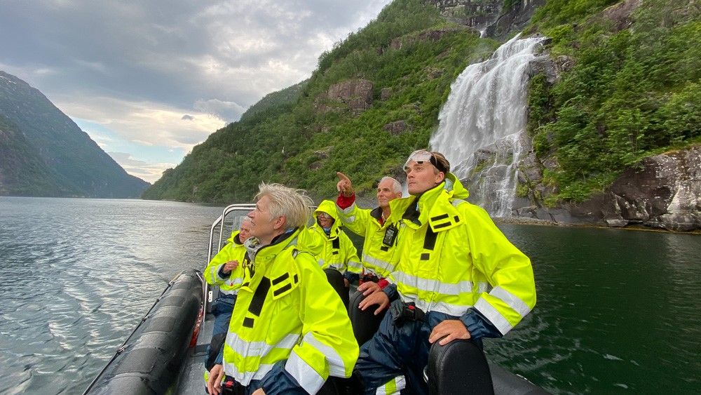 Waterfall fjord cruise in Rib boat on the Hardangerfjord