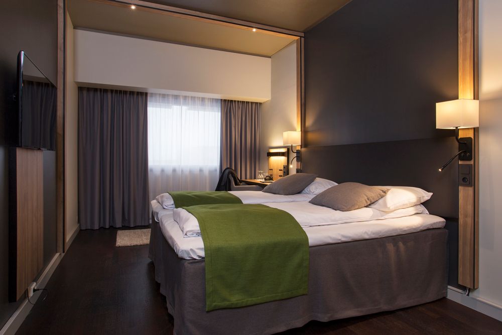 Interior - bedroom, a bed, doublebed, to lamps
