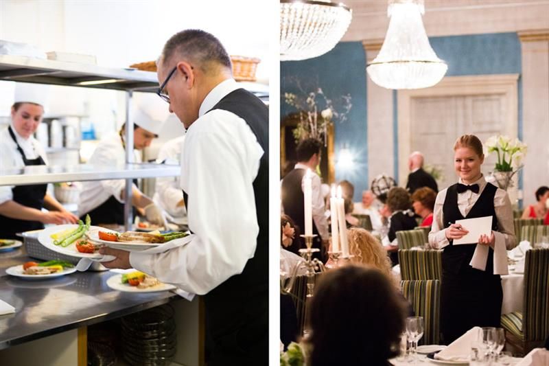 Waiters who pick up food and take orders.