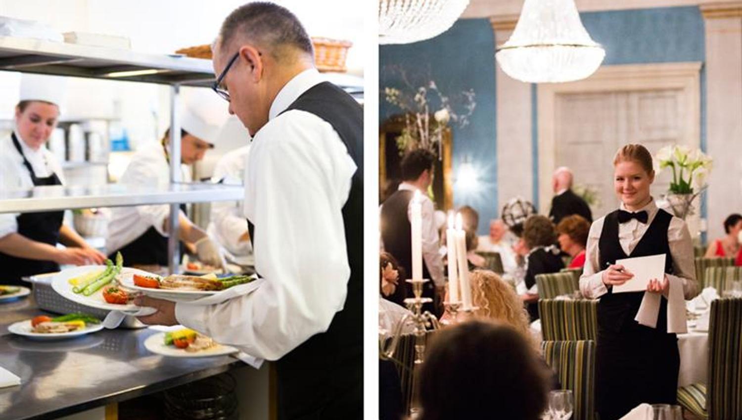 Waiters who pick up food and take orders.