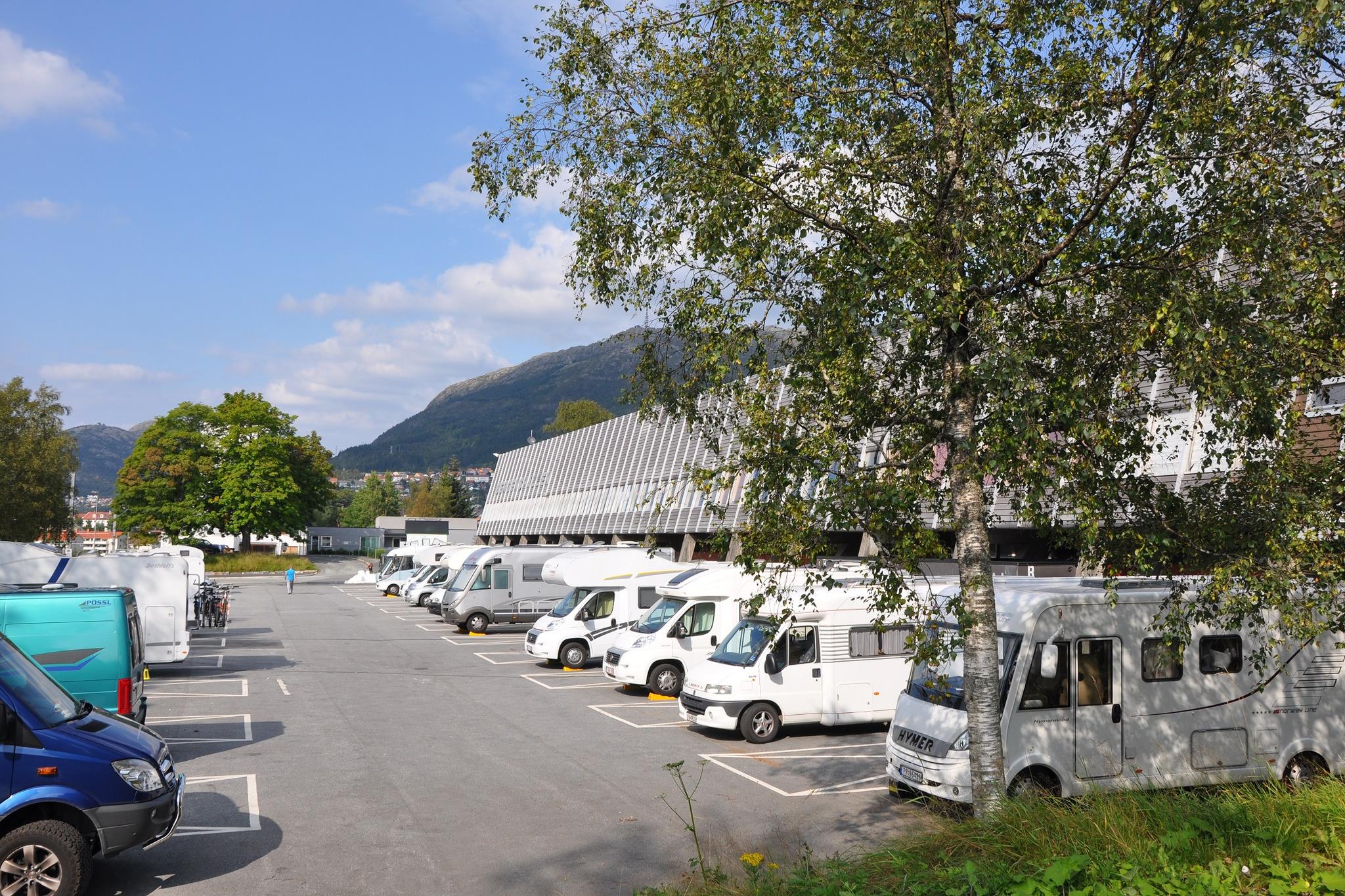 Campervan parking at Bergenshallen