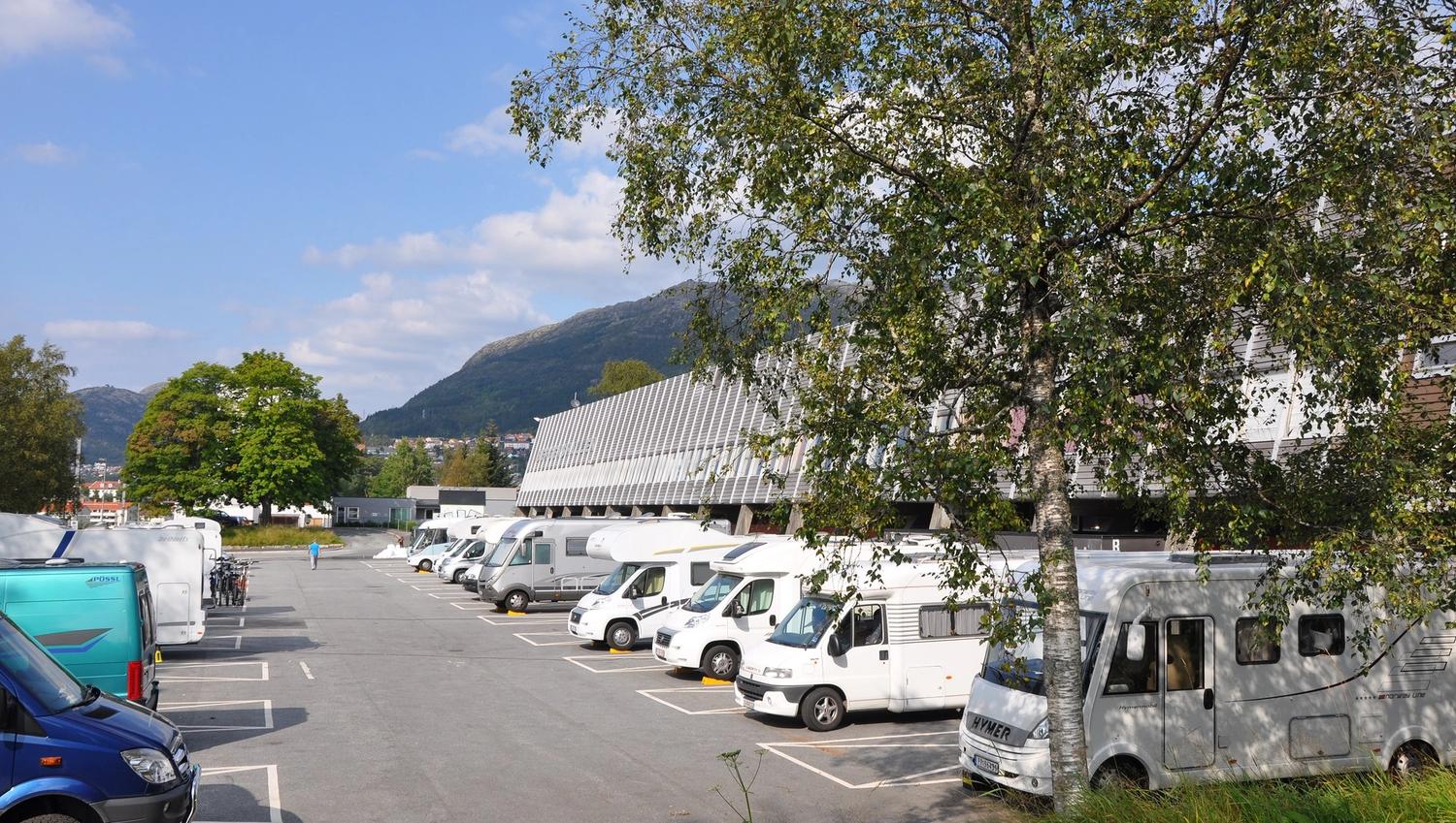 Campervan parking at Bergenshallen