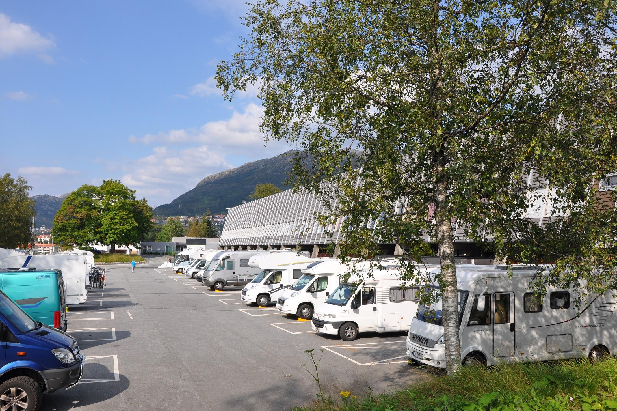 Parkering for bobiler ved Bergenshallen