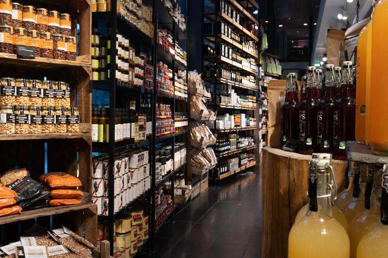 Store interior with a variety of merchandise on display