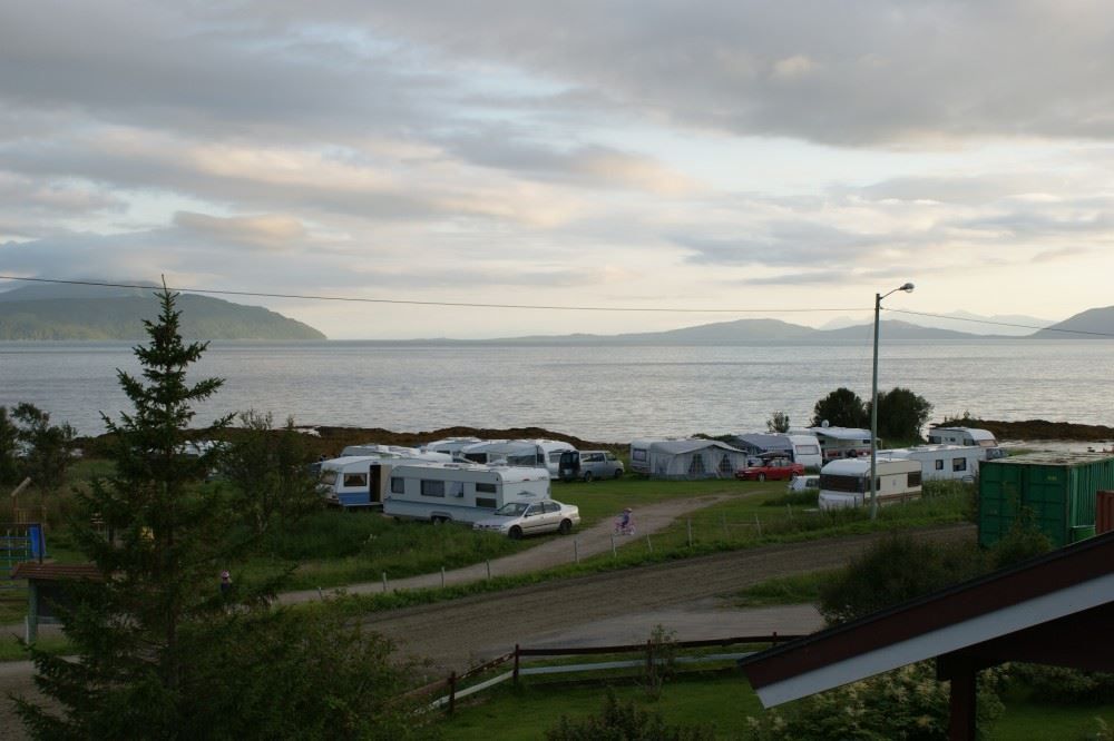 campsite with the fjord.