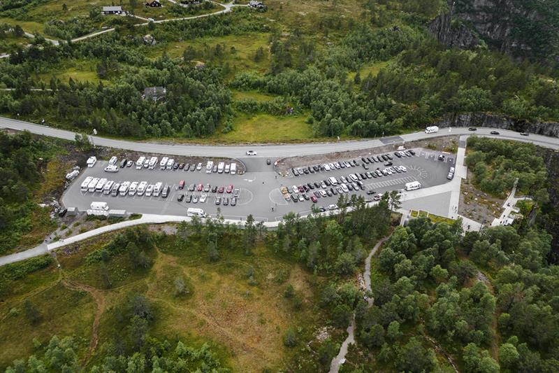 A drone photo of the new parking lot at Fossatromma.