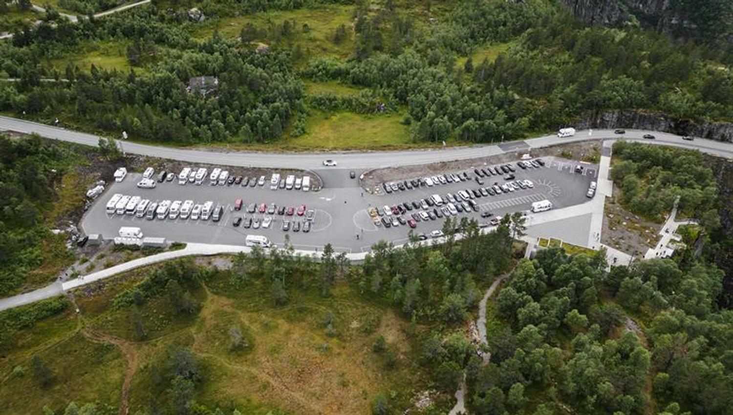 A drone photo of the new parking lot at Fossatromma.
