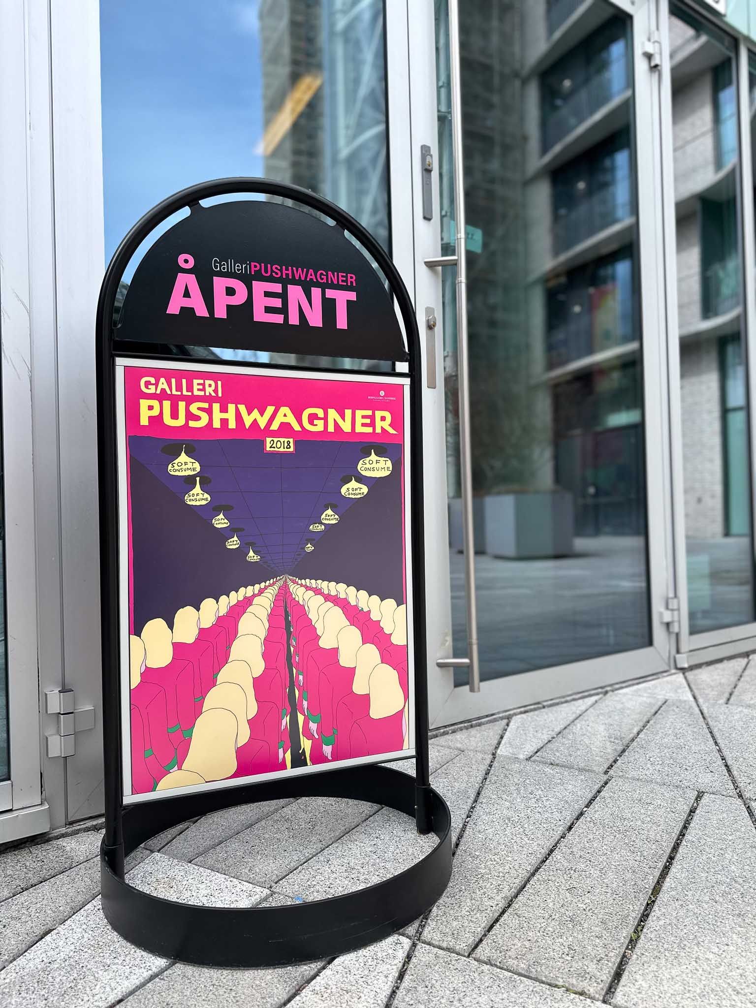 Detail of sign outside Galleri Pushwagner