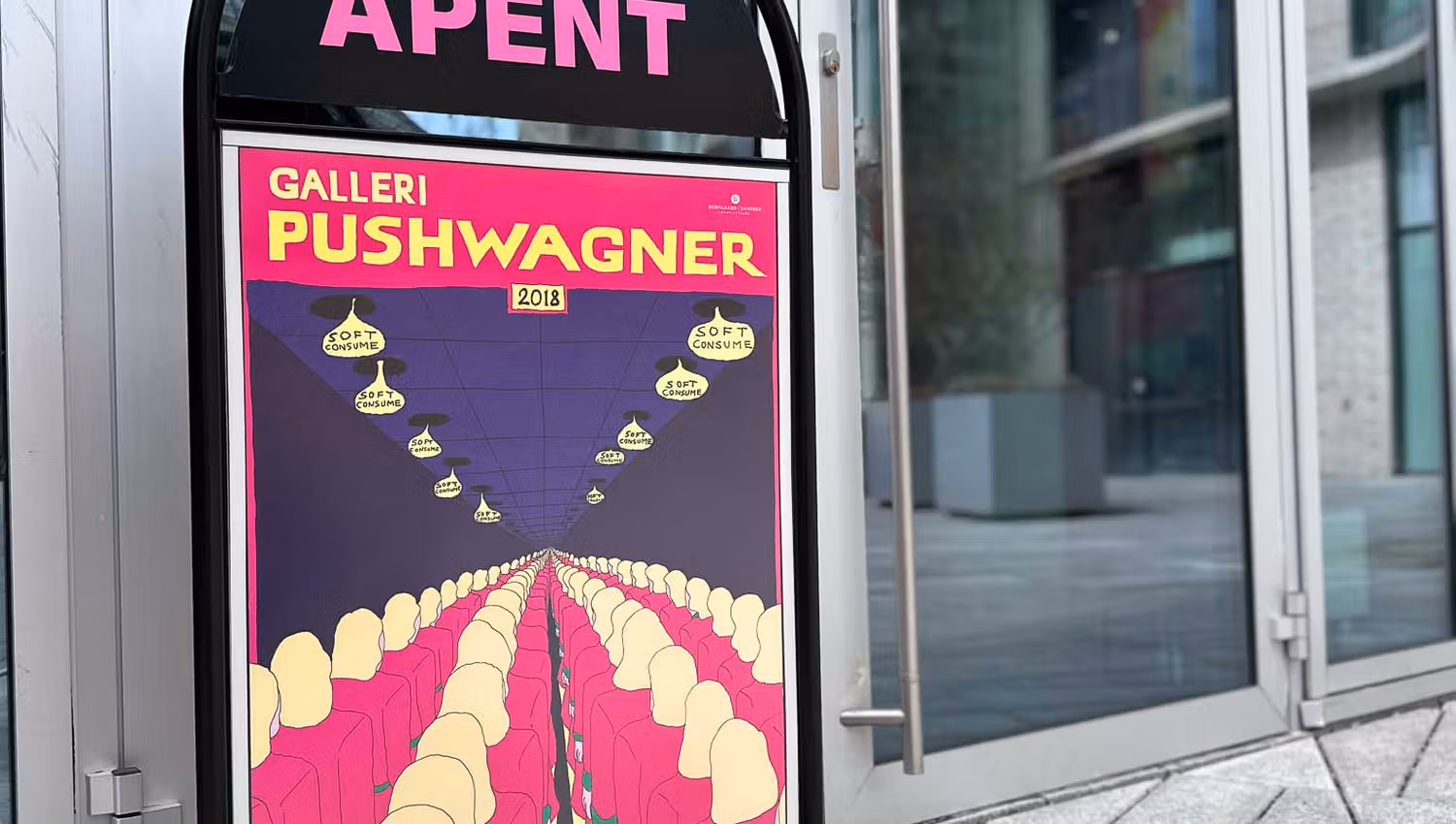 Detail of sign outside Galleri Pushwagner