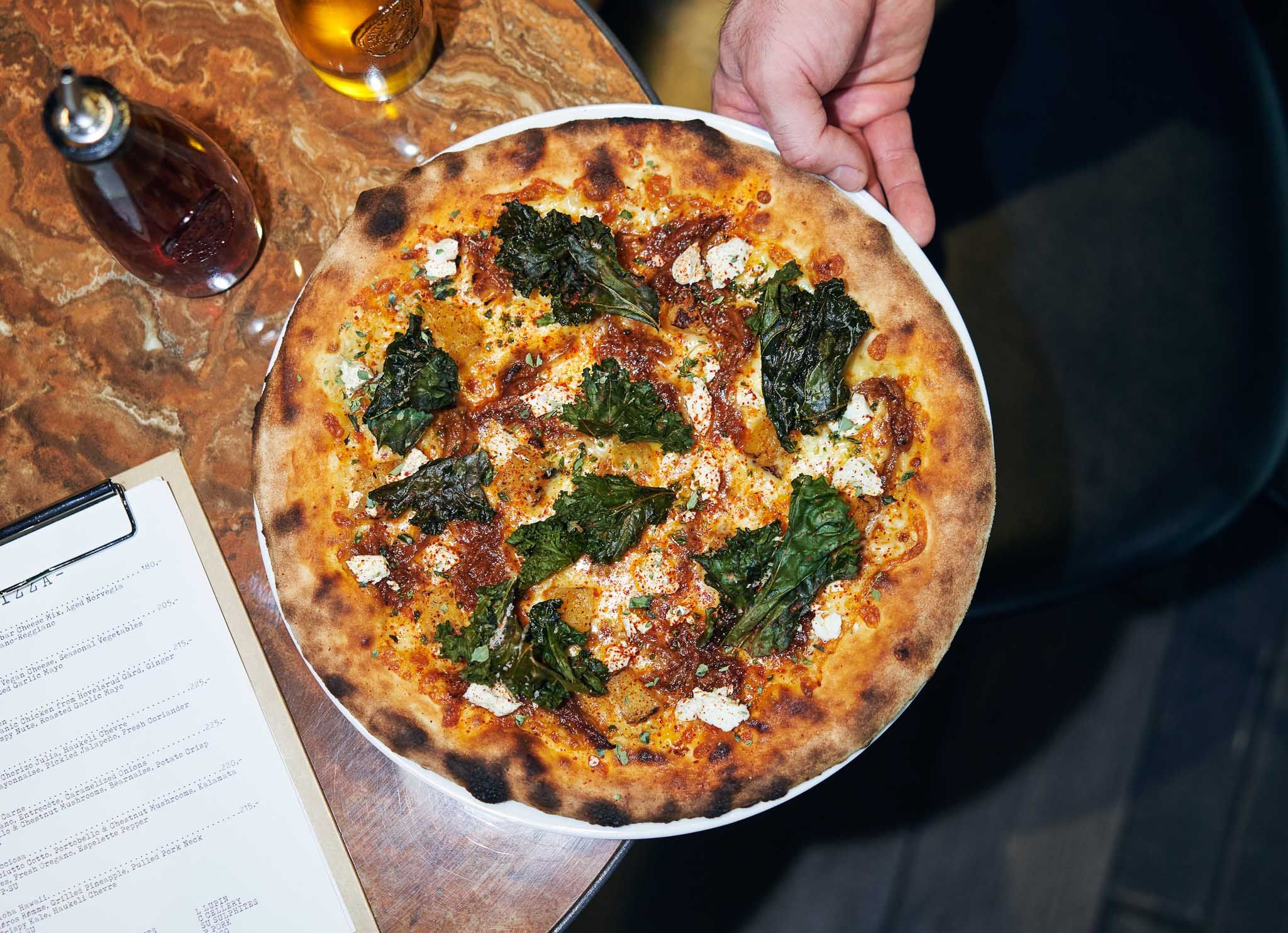 Pizza seen from above