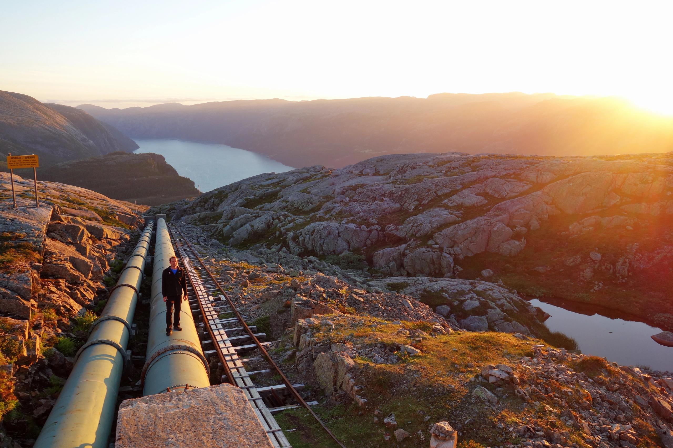 Wanderung zu Flørlitrappene und Rallarstien im Lysefjord