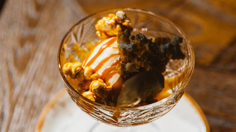 dessert som serveres på Blikk Fjellbrasserie på Gaustablikk Fjellresort